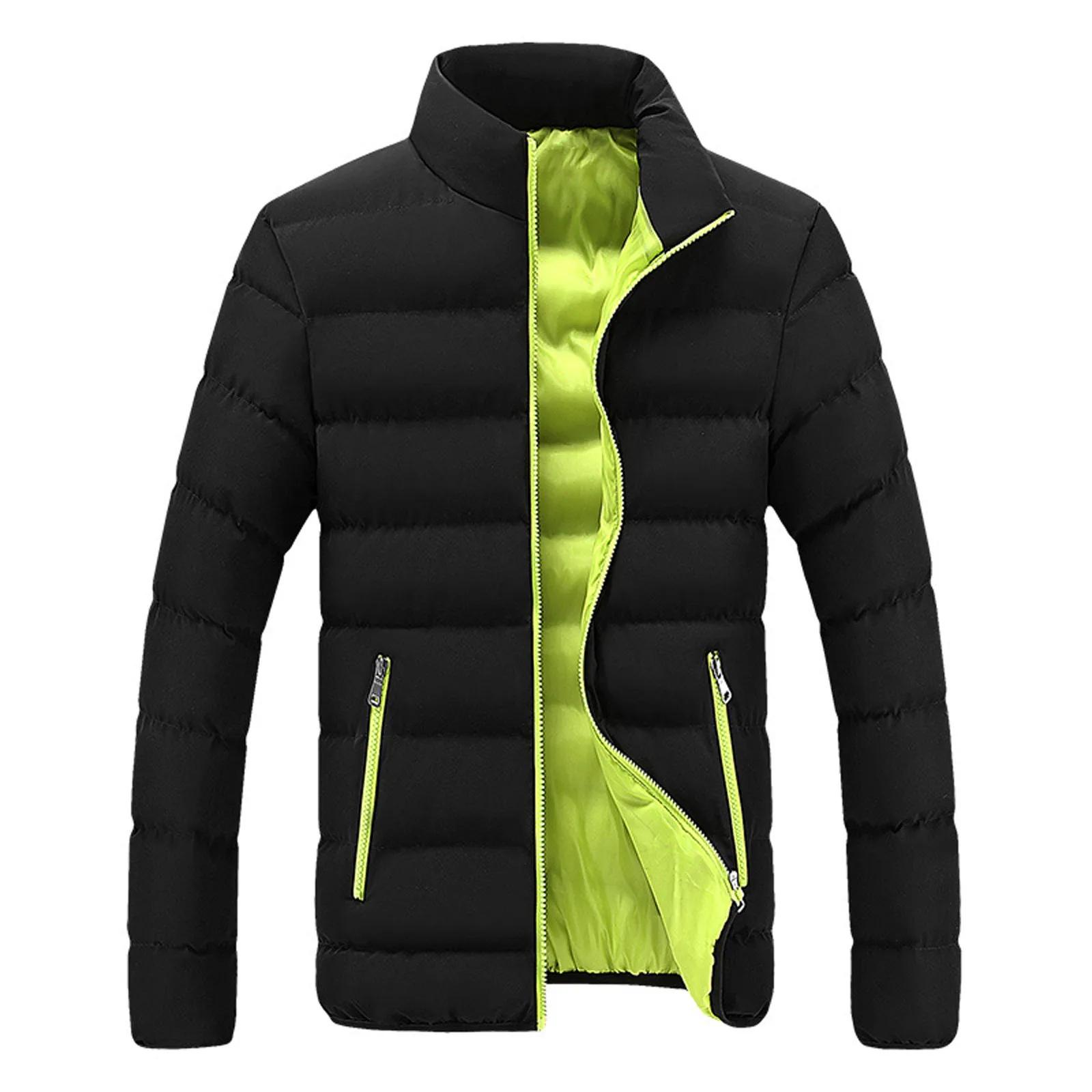남성용 따뜻한 코튼 패딩 재킷, 스트리트웨어, 야외 슬림핏, 두꺼운 버블 코트, 단색 지퍼 코트, 신상